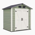 Abri de jardin 180 x 120 x 200 cm en résine vert blanc à double porte ventilé