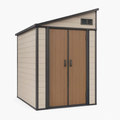 Abri de jardin 185 x 110 x 204 cm en résine beige marron avec double porte ventilée