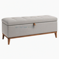 Banc coffre 120 x 45 x 48 cm tissu gris pieds en bois style moderne