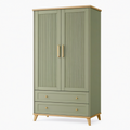 Armoire de rangement 100 x 50 x 190 cm vert olive bois à portes rainurées style contemporain