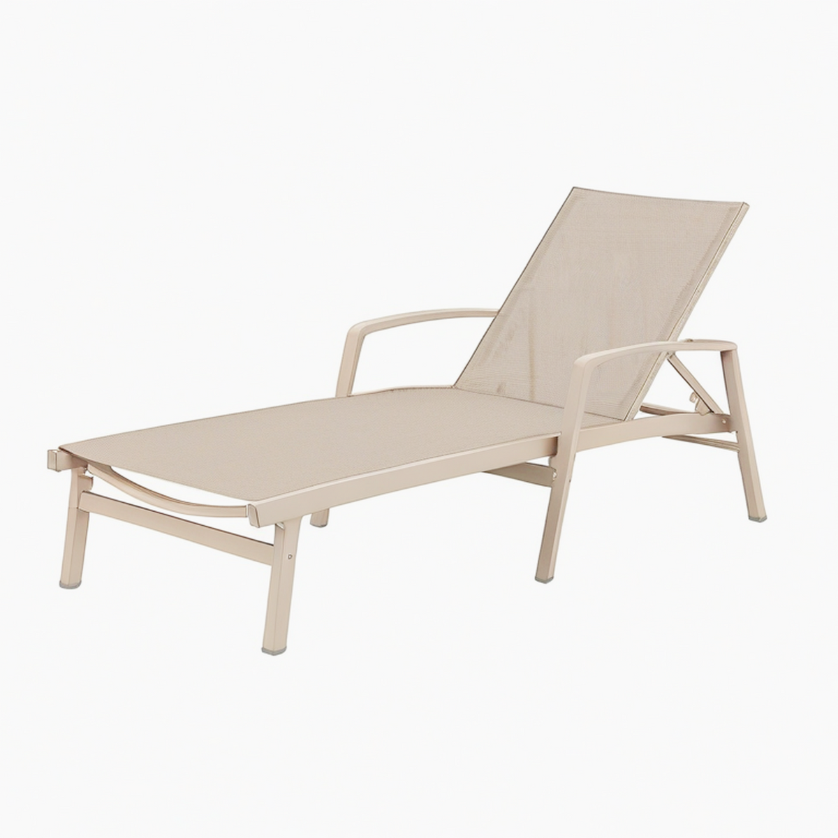 Chaise longue 195 x 65 cm en aluminium beige réglable pour extérieur
