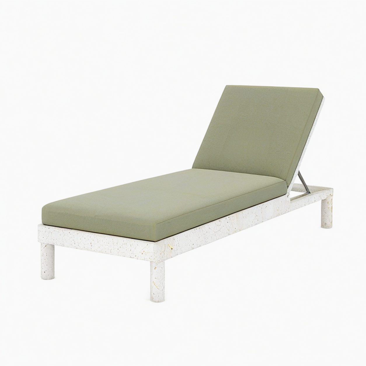 Transat de jardin 200 x 75 cm en terrazzo beige et tissu vert avec dossier réglable