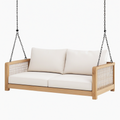 Canapé suspendu 150 x 75 x 65 cm en bois naturel et corde beige pour extérieur