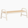 Banc de jardin 120 x 55 x 80 cm en acier et lattes effet bois beige naturel - style contemporain extérieur