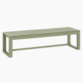 Banc de jardin 180 cm en métal vert kaki à lattes style contemporain