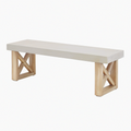 Banc 160 x 40 x 45 cm en béton et bois naturel style contemporain