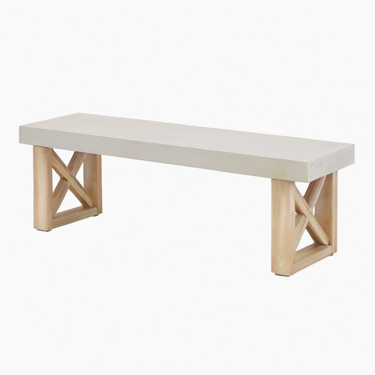 Banc 160 x 40 x 45 cm en béton et bois naturel style contemporain