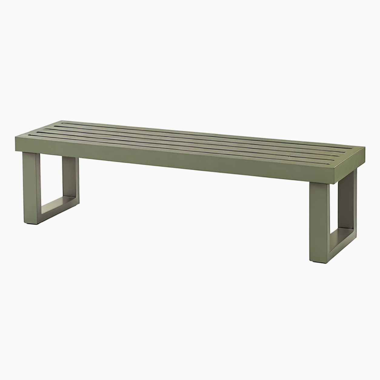 Banc de jardin 180 cm en métal vert avec assise ajourée