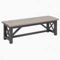 Banc 152 x 38 x 45 cm plateau effet bois gris structure en métal noir style industriel