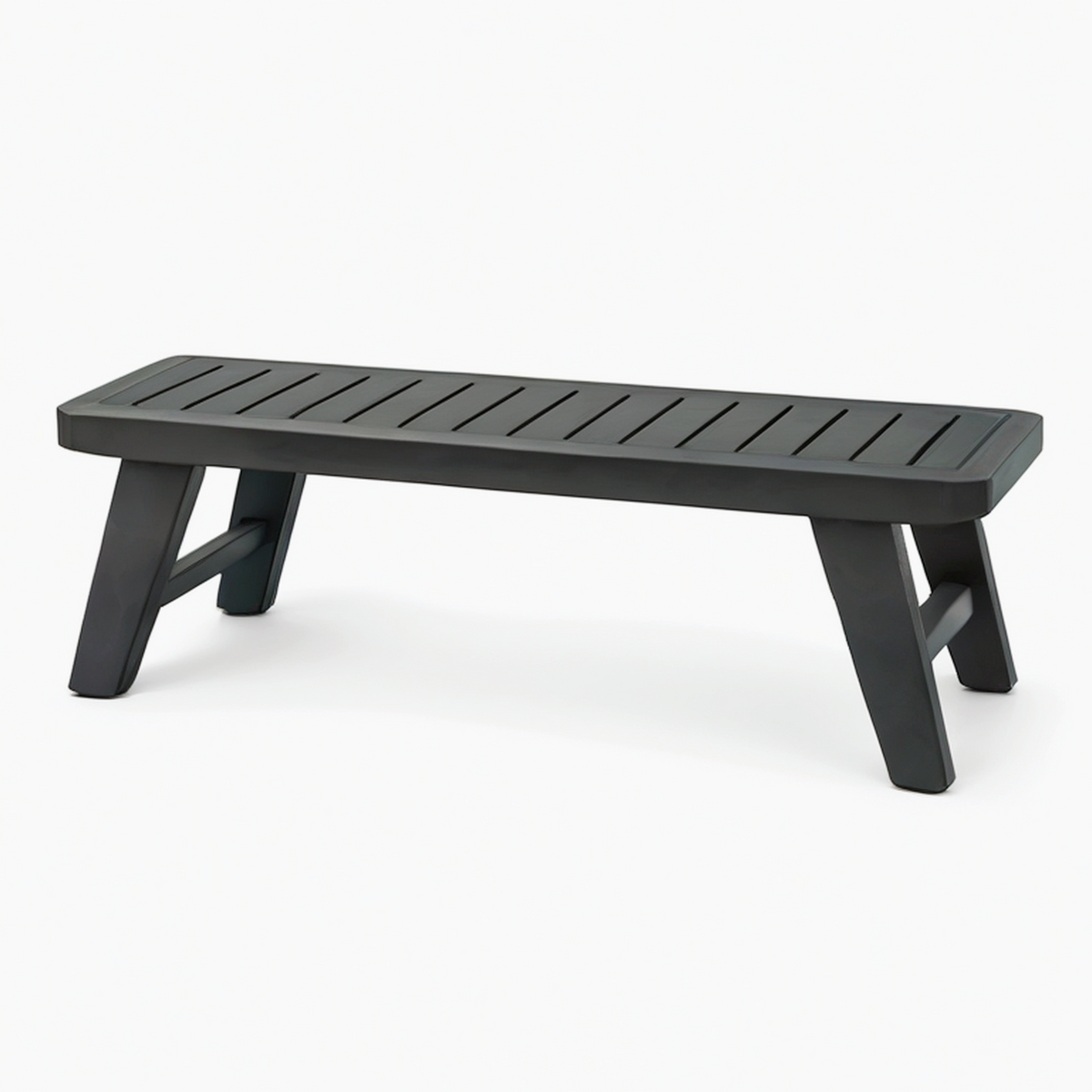 Banc de jardin 150 x 40 x 45 cm noir en plastique à lattes style contemporain