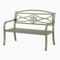 Banc de jardin 122 x 65 x 92 cm en métal vert à accoudoirs style classique