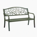 Banc de jardin 122 x 61 x 90 cm en métal vert foncé à accoudoirs style végétal