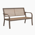 Banc de jardin 120 cm en métal brun à lattes avec accoudoirs
