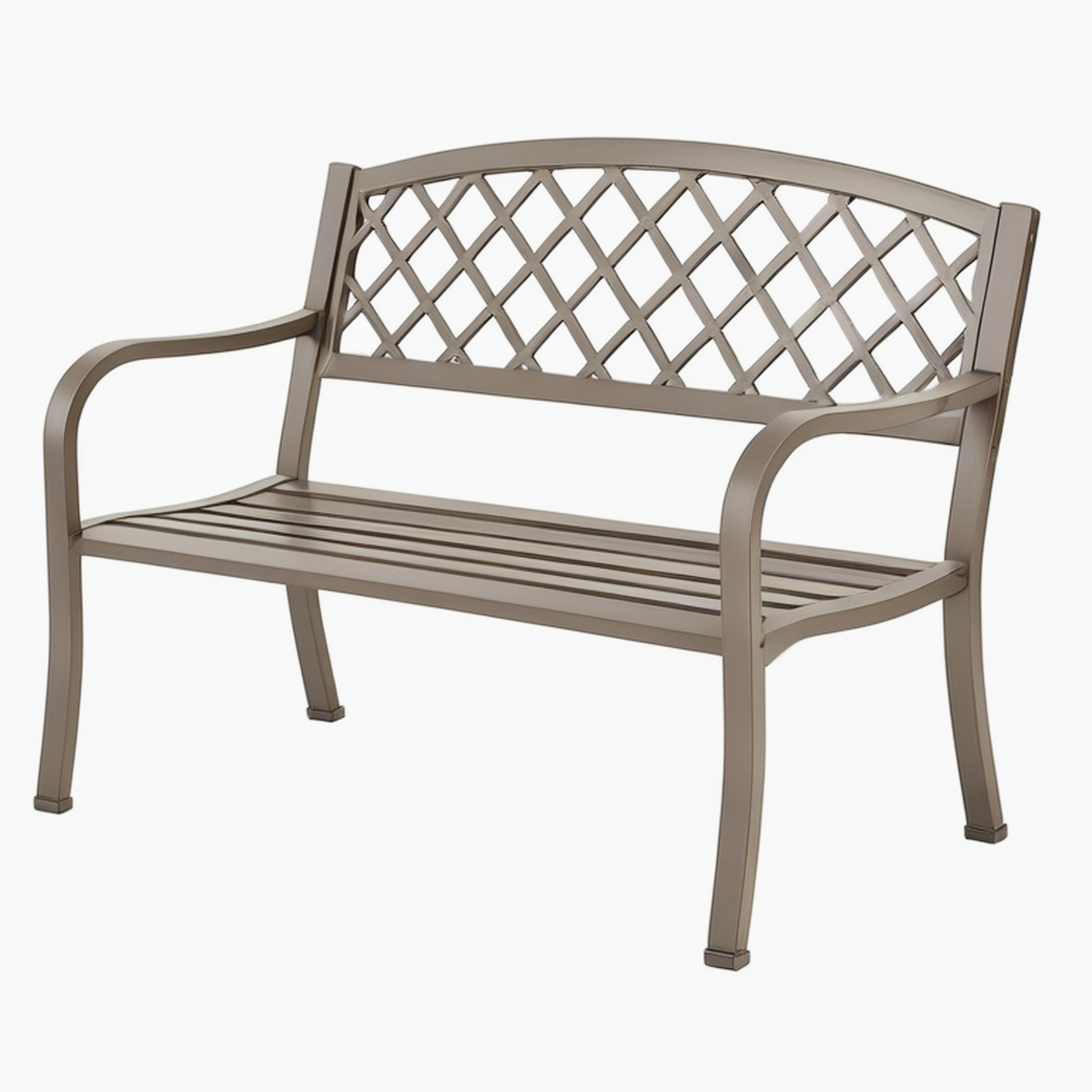 Banc de jardin 127 x 61 x 89 cm en acier brun à dossier treillis