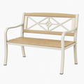 Banc de jardin 120 x 60 x 90 cm en métal et bois beige naturel style classique