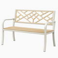 Banc de jardin 120 x 60 x 90 cm en métal beige et naturel à lattes décoratives