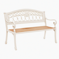 Banc de jardin 150 x 60 x 95 cm en métal blanc et marron style classique avec accoudoirs