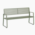 Banc de jardin 150 x 60 x 80 cm en acier vert avec accoudoirs style contemporain